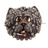 JEWELRY. Antique Silver Topped Gold & Diamond Dog