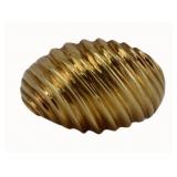 JEWELRY. Signed 17.5kt Gold Ribbed Bombe Ring.