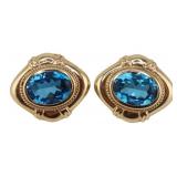 JEWELRY. SMGF 12.5kt Gold and Blue Gem Earrings.
