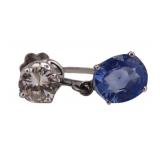 JEWELRY. Single 14kt Gold, Diamond and Sapphire