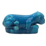 Chinese Blue Glazed Cat Form Opium Pillow.