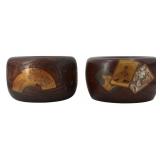 Near Pair of Japanese Lacquered Hibachi.