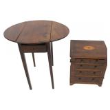 Antique Miniature Chest & Drop Leaf Table.