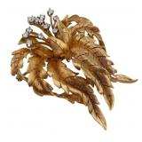 JEWELRY. Signed 14kt Gold and Diamond Floral
