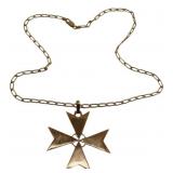 JEWELRY. 18kt Gold Maltese Cross Pendant on a