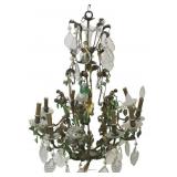 Large Bronze and Crystal Chandelier with Figures.