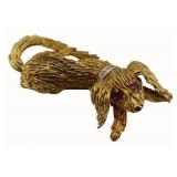 JEWELRY. Toliro Italian 18kt Gold Dog Brooch.