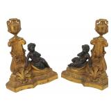 Fine Pair of Antique Gilt & Patinated Bronze