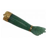 JEWELRY. Signed 17.5kt Gold and Jade Figa Pendant.