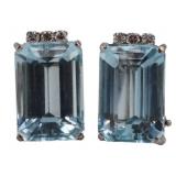 JEWELRY. Pair of Signed 17kt Gold Aquamarine and