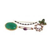 JEWELRY (5) Assorted 14kt Gold Brooches and Pins.