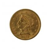 NUMISMATICS. 1873 $2.50 Liberty Head Gold Coin