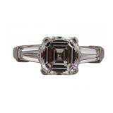 JEWELRY. Platinum Asscher Cut Diamond Engagement