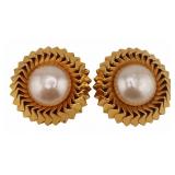 JEWELRY. Large Pair of Chanel Gold-tone and Pearl