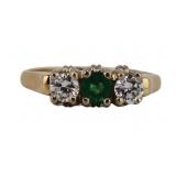 JEWELRY. Rosepoint 14kt Gold Emerald and Diamond