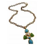 COUTURE. Large Chanel Gripoix Gold-Tone Pendant.