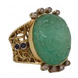 JEWELRY. Italian 18kt Gold Emerald and Sapphire