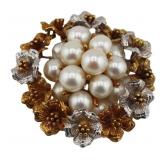 JEWELRY. Tiffany & Co. 18kt Gold and Pearl Brooch.