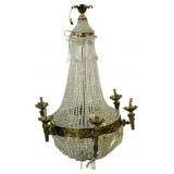 Vintage Bronze Beaded Balloon Form Chandelier.