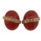 JEWELRY. Pair of 17.5kt Gold, Gem and Diamond