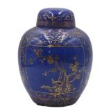 Chinese Gilt Decorated Bleu Souffle Lidded Jar.
