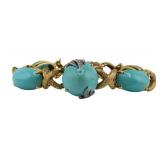 JEWELRY. 18kt Gold, Turquoise and Diamond Bracelet