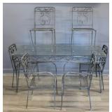 Midcentury Iron Table & 6 Chairs.
