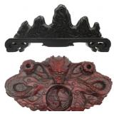 Chinese Carved 19th C Desk Set.