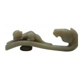 Chinese Jade Monkey and Horse Belt Hook Carving.