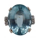 JEWELRY. 14kt Gold, Aquamarine and Diamond