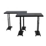 ROMAN THOMAS Pr of Wrought Iron Stone Top Consoles