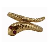 JEWELRY. 16kt Gold and Ruby Snake Ring.