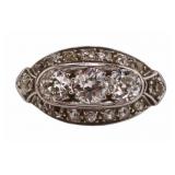 JEWELRY. Art Deco Signed Platinum and Diamond Ring