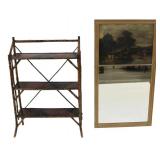 Antique Etagere Together with a Trumeau Mirror.