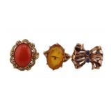 JEWELRY. (3) Assorted Gold and Gem Rings.