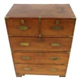 Antique Mahogany Campaign Chest on Chest.