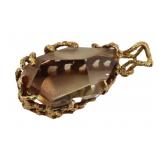 JEWELRY. Modernist 12kt Gold and Gem Pendant.