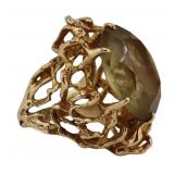 JEWELRY. Modernist 13.5kt Gold and Gem Ring.