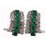 JEWELRY. Pair of Tiffany & Co. Platinum Emerald