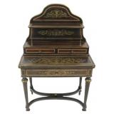 Antique Ebonised & Brass Inlaid Ladies Desk.