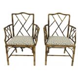 Midcentury Pair of Regency Style Bamboo Arm Chairs