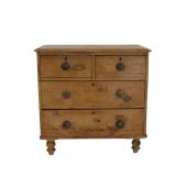 Antique Pine 2 Over 2 Drawer Chest.