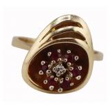 JEWELRY. Vintage Signed 13.5kt Gold Ruby & Diamond