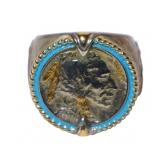 sterling silver Indian head nickel coin ring