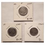 2 1935,1 1936s Buffalo Nickels