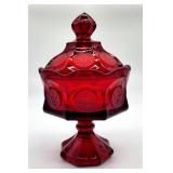 Fostoria ruby red coin glass candy dish