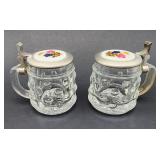 pair miniature German lidded steins