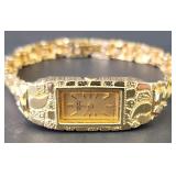 Ladies 14k gold nugget Seiko watch working