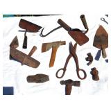 Hay hook hammer axe & hoe heads etc