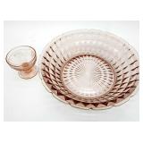 Pink depression glass bowl & dessert dish